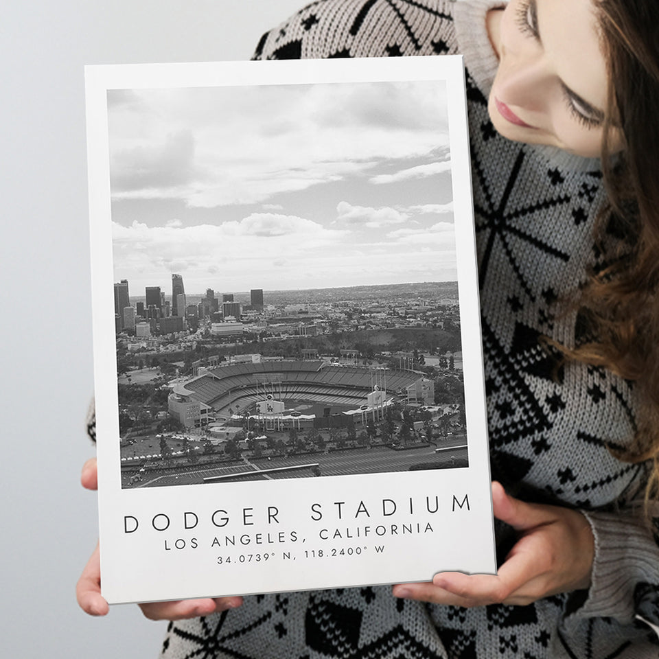 Dodger Stadium La Dodgers, Stadium Print For Baseball Lovers, Black And White, Canvas Print Wall Art