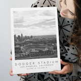 Dodger Stadium La Dodgers, Stadium Print For Baseball Lovers, Black And White, Canvas Print Wall Art