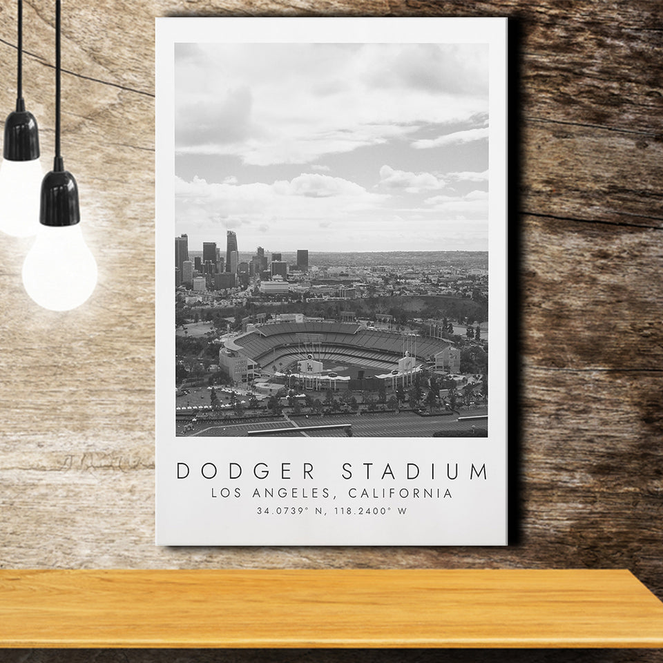 Dodger Stadium La Dodgers, Stadium Print For Baseball Lovers, Black And White, Canvas Print Wall Art