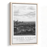 Dodger Stadium La Dodgers, Stadium Wall Art For Baseball Lovers, B&W, Floating Framed Canvas Print