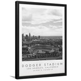 Dodger Stadium La Dodgers, Stadium Print For Baseball Lovers, Black And White, Framed Art Print Wall Decor