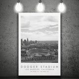 Dodger Stadium La Dodgers, Stadium Print For Baseball Lovers, Black And White, Canvas Print Wall Art
