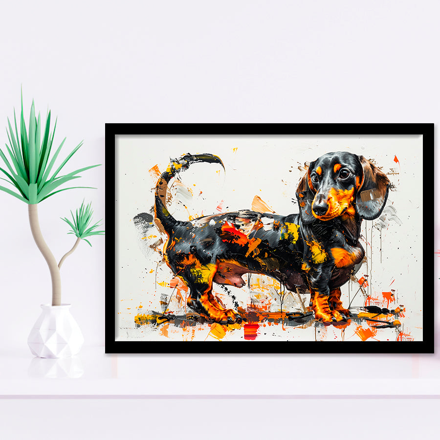 Dachshund Dog Pet Love Painting, Painting Art, Framed Art Print Wall Art Home Decor
