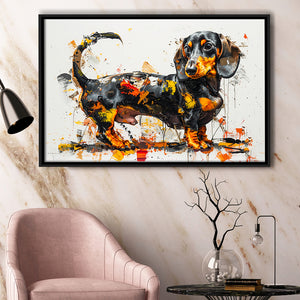 Dachshund Dog Pet Love Painting, Floating Frame, Framed Canvas Print Wall Art Home Decor