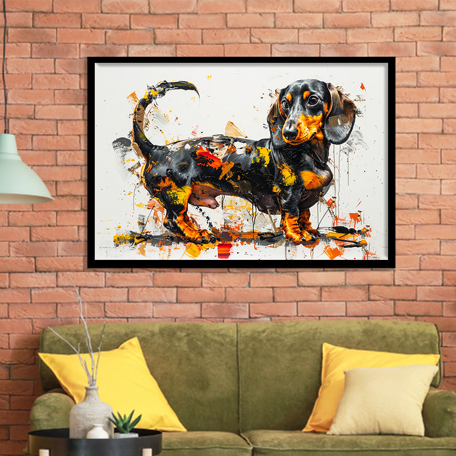 Dachshund Dog Pet Love Painting, Painting Art, Framed Art Print Wall Art Home Decor