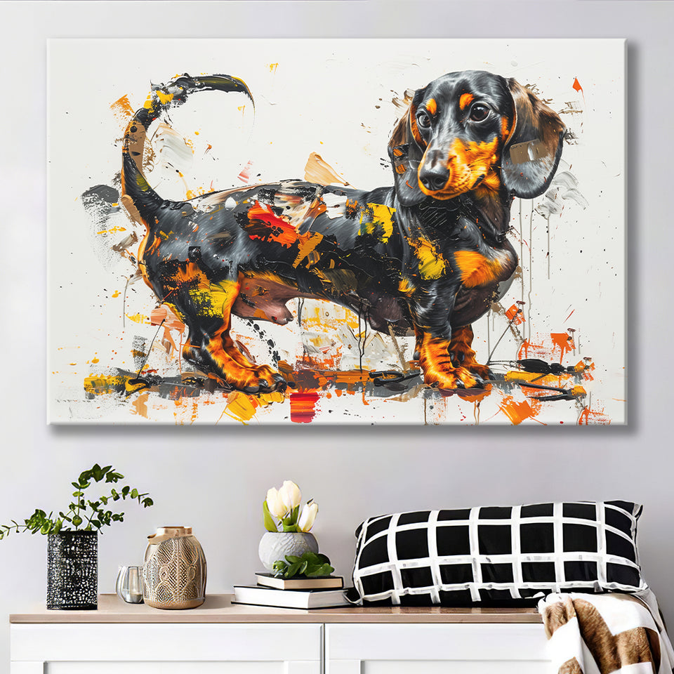 Dachshund Dog Pet Love Painting, Art Print, Canvas Print Wall Art Home Decor