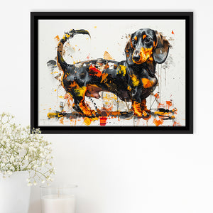 Dachshund Dog Pet Love Painting, Floating Frame, Framed Canvas Print Wall Art Home Decor