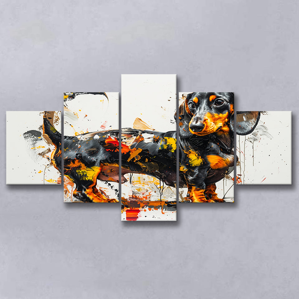 Dachshund Dog Pet Love Painting, Multi Panel,Mixed Canvas Print Wall Art Decor