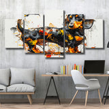 Dachshund Dog Pet Love Painting, Multi Panel,Mixed Canvas Print Wall Art Decor
