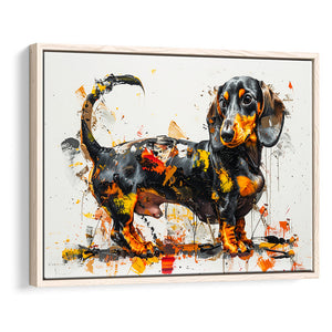 Dachshund Dog Pet Love Painting, Floating Frame, Framed Canvas Print Wall Art Home Decor