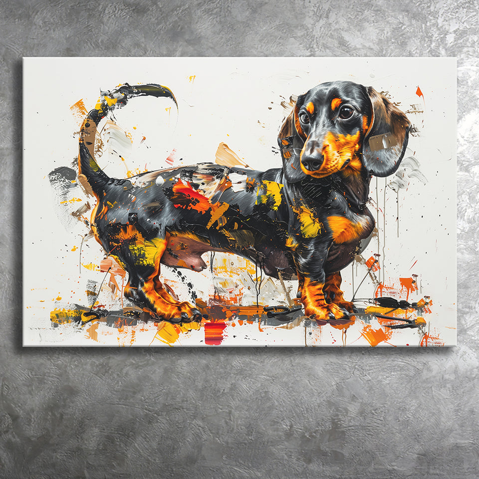 Dachshund Dog Pet Love Painting, Art Print, Canvas Print Wall Art Home Decor