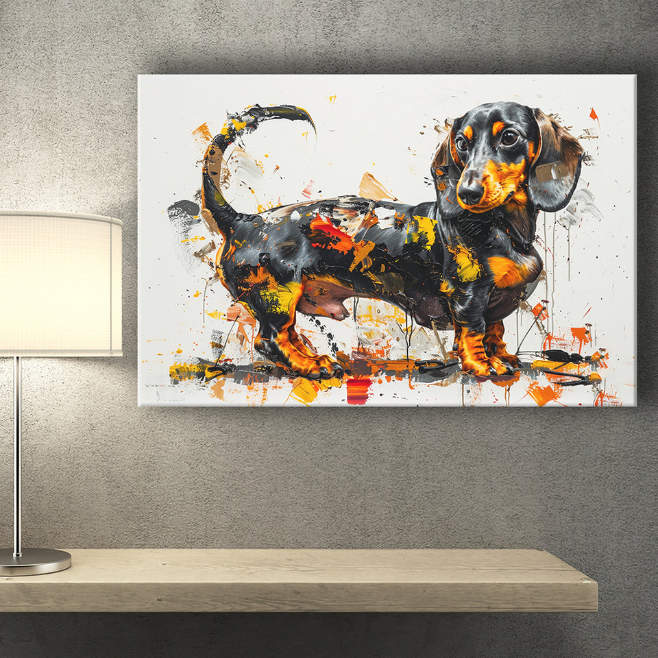 Dachshund Dog Pet Love Painting, Art Print, Canvas Print Wall Art Home Decor