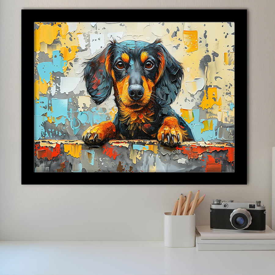 Dachshund Dog Portrait Painting Art, Painting Art, Framed Art Print Wall Art Home Decor