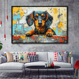 Dachshund Dog Portrait Painting Art, Floating Frame, Framed Canvas Print Wall Art Home Decor