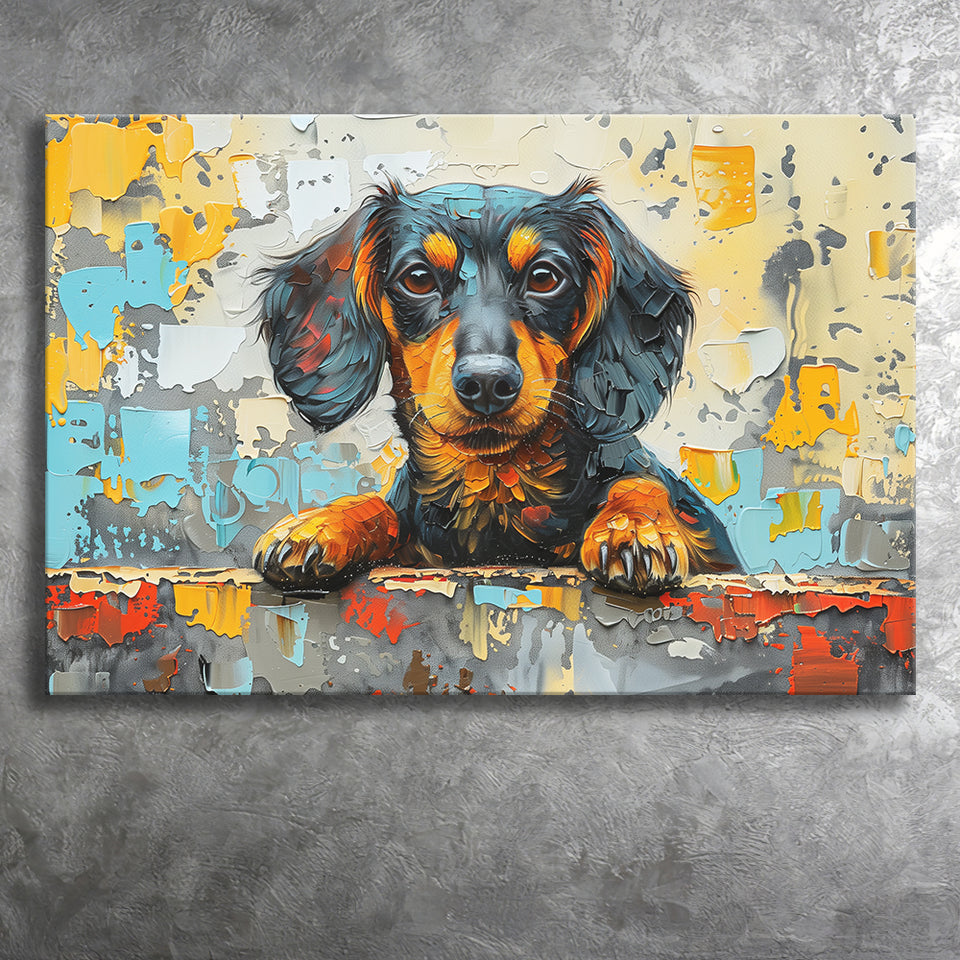 Dachshund Dog Portrait Painting Art, Art Print, Canvas Print Wall Art Home Decor