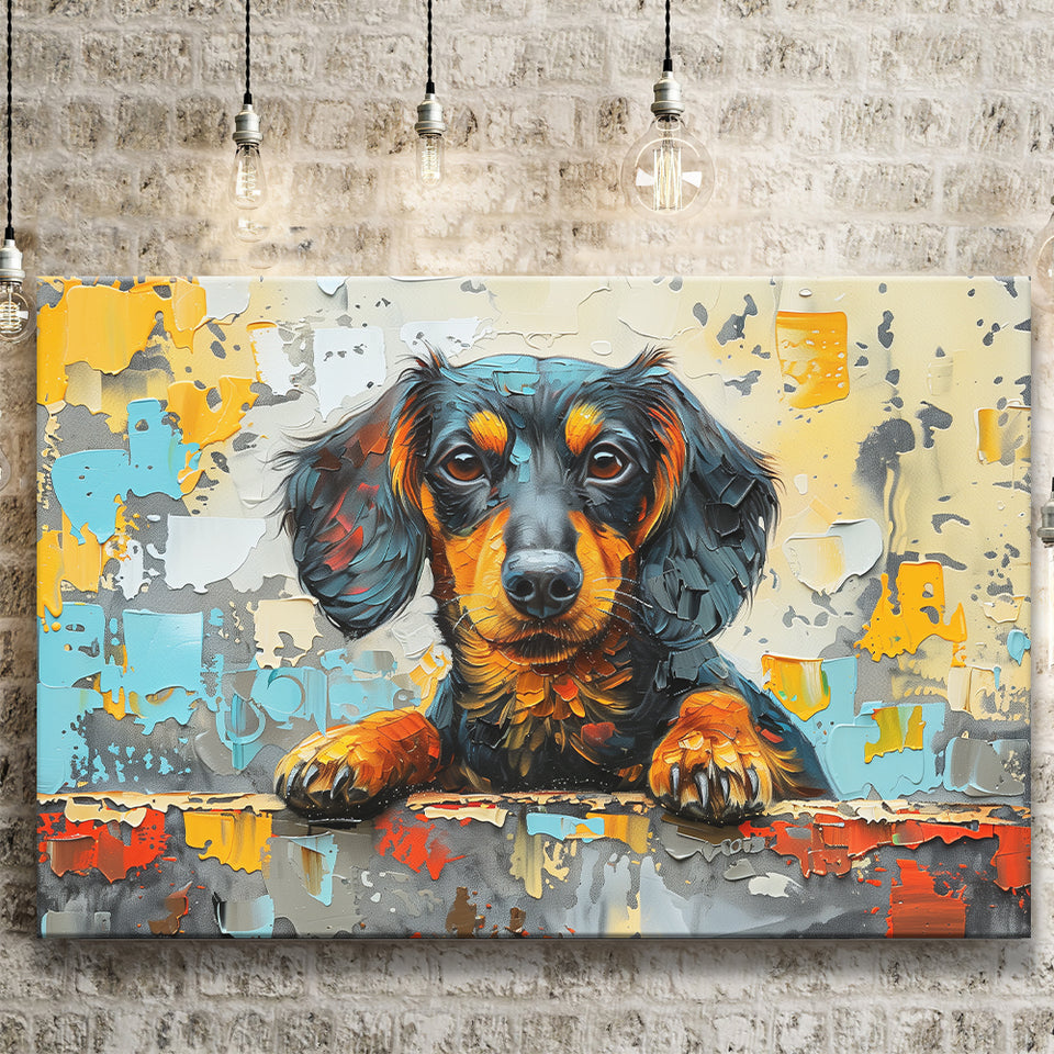 Dachshund Dog Portrait Painting Art, Art Print, Canvas Print Wall Art Home Decor