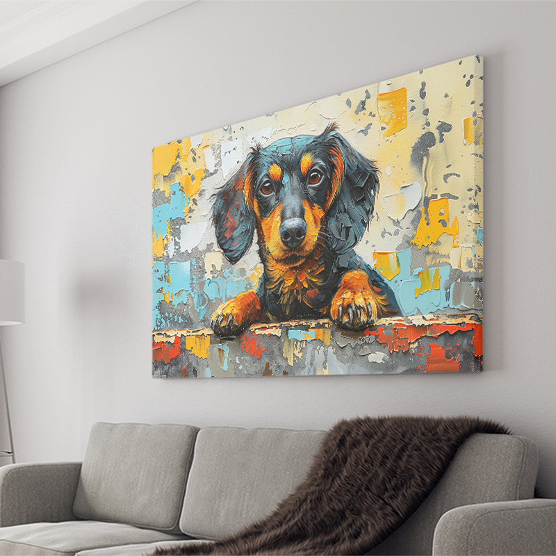 Dachshund Dog Portrait Painting Art, Art Print, Canvas Print Wall Art Home Decor