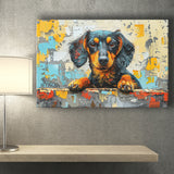 Dachshund Dog Portrait Painting Art, Art Print, Canvas Print Wall Art Home Decor