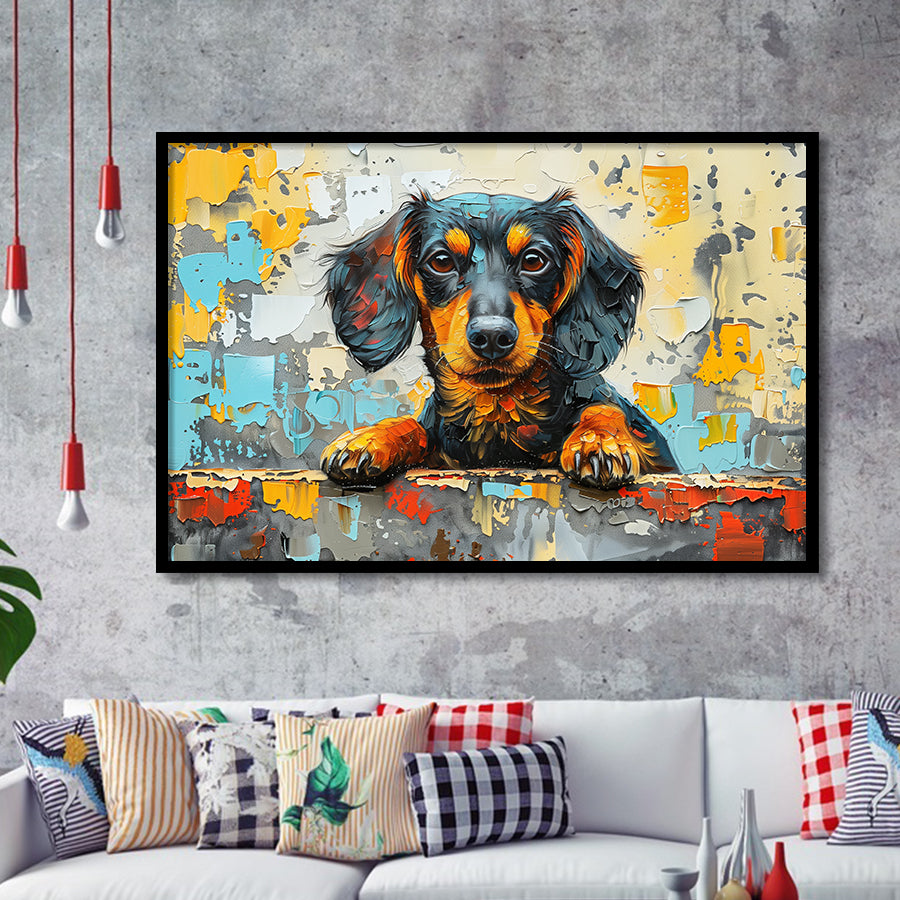 Dachshund Dog Portrait Painting Art, Painting Art, Framed Art Print Wall Art Home Decor