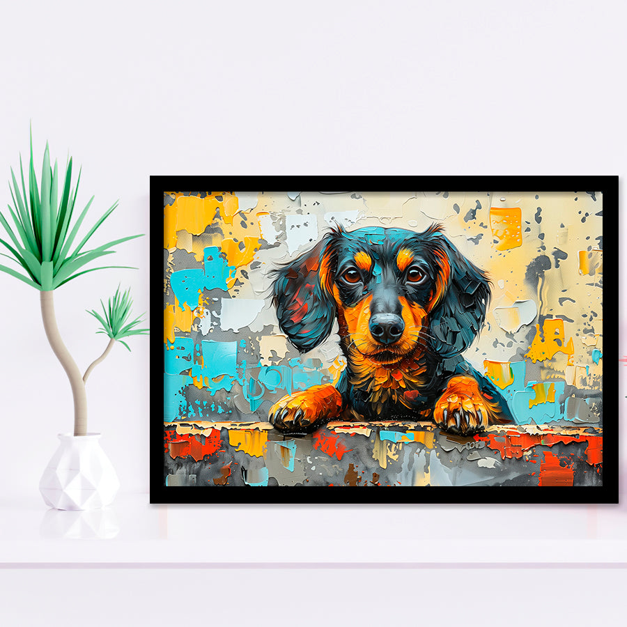 Dachshund Dog Portrait Painting Art, Painting Art, Framed Art Print Wall Art Home Decor
