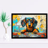 Dachshund Dog Portrait Painting Art, Painting Art, Framed Art Print Wall Art Home Decor