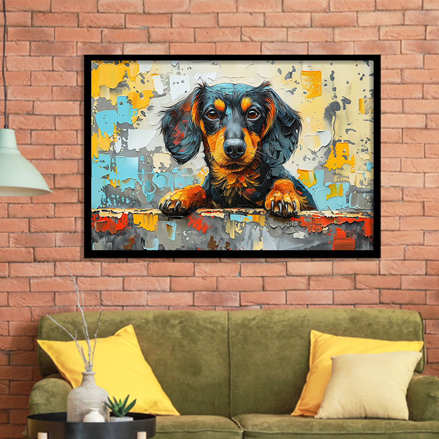 Dachshund Dog Portrait Painting Art, Painting Art, Framed Art Print Wall Art Home Decor