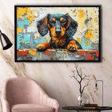 Dachshund Dog Portrait Painting Art, Floating Frame, Framed Canvas Print Wall Art Home Decor