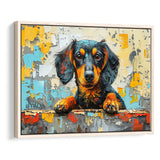 Dachshund Dog Portrait Painting Art, Floating Frame, Framed Canvas Print Wall Art Home Decor