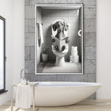 Dachshund Framed Canvas Prints Wall Art, Funny Bathroom Decor, Dachshund Dog In Toilet