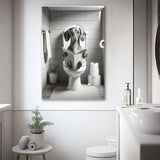 Dachshund Canvas Prints Wall Art, Funny Bathroom Decor, Dachshund Dog in Toilet