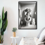Dachshund Framed Canvas Prints Wall Art, Funny Bathroom Decor, Dachshund Dog In Toilet