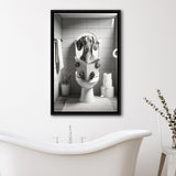 Dachshund Framed Canvas Prints Wall Art, Funny Bathroom Decor, Dachshund Dog In Toilet
