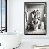 Dachshund Framed Art Print Wall Decor, Funny Bathroom Decor, Dachshund Dog In Toilet