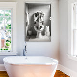 Dachshund Canvas Prints Wall Art, Funny Bathroom Decor, Dachshund Dog in Toilet