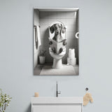Dachshund Canvas Prints Wall Art, Funny Bathroom Decor, Dachshund Dog in Toilet