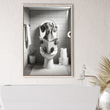 Dachshund Framed Canvas Prints Wall Art, Funny Bathroom Decor, Dachshund Dog In Toilet