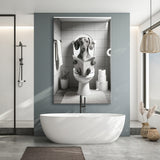 Dachshund Canvas Prints Wall Art, Funny Bathroom Decor, Dachshund Dog in Toilet