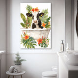Dairy Cow In Bathtub Bathroom Decor Print Canvas Prints Wall Art, Bathroom Art Decor,