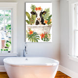 Dairy Cow In Bathtub Bathroom Decor Print Canvas Prints Wall Art, Bathroom Art Decor,