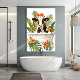 Dairy Cow In Bathtub Bathroom Decor Print Canvas Prints Wall Art, Bathroom Art Decor,