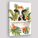 Dairy Cow In Bathtub Bathroom Decor Print Canvas Prints Wall Art, Bathroom Art Decor,