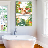 Dairy Cow In Bathtub Bathroom Decor Print  V1 Canvas Prints Wall Art, Bathroom Art Decor,