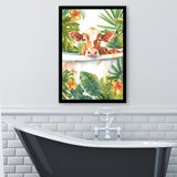 Dairy Cow In Bathtub Bathroom Decor Print  V1 Framed Art Print Wall Decor, Bathroom Framed Art Decor