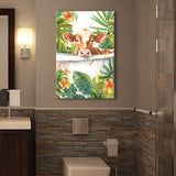 Dairy Cow In Bathtub Bathroom Decor Print  V1 Canvas Prints Wall Art, Bathroom Art Decor,