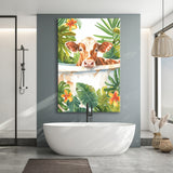 Dairy Cow In Bathtub Bathroom Decor Print  V1 Canvas Prints Wall Art, Bathroom Art Decor,