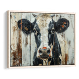 Dairy Cow Painted On Wood Background Rustic Art, Framed Canvas Print Wall Art Decor,Floating Frame