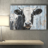 Dairy Cow Painted On Wood Rustic Art 2, Canvas Print Wall Art Decor, Landscape Art Print