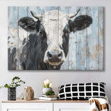 Dairy Cow Painted On Wood Rustic Art 2, Canvas Print Wall Art Decor, Landscape Art Print