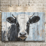 Dairy Cow Painted On Wood Rustic Art 2, Canvas Print Wall Art Decor, Landscape Art Print