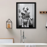 Dalmatian Framed Canvas Prints Wall Art, Funny Bathroom Decor, Dalmatian In Toilet